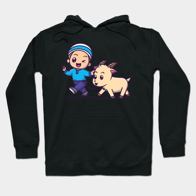 Cute Moslem Boy With Goat Cartoon Hoodie by Catalyst Labs